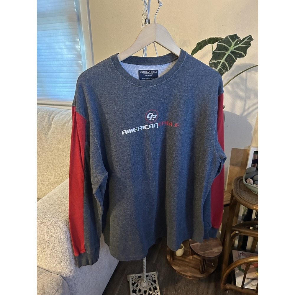 Y2K American Eagle T-Shirt Large Long Sleeve Beaver Boards Grunge Skater Men's
